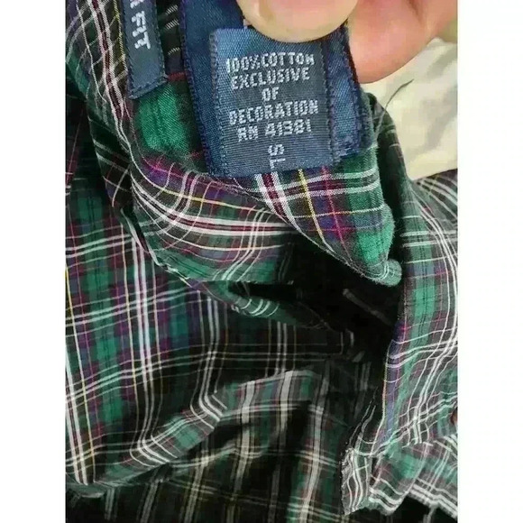 Ralph Lauren Shirt Mens XL Green White Tartan Plaid Pony‎ Button Up 100% Cotton - Picture 3 of 5